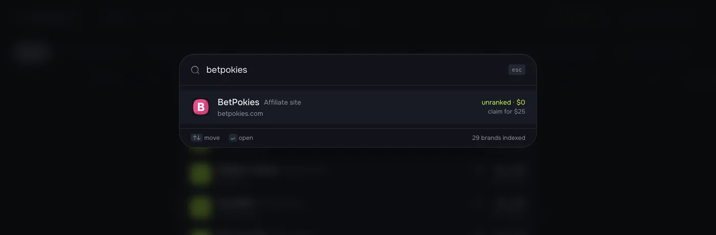 Search for “betpokies” showing the unranked listing